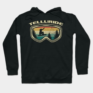 Telluride Colorado Snowboard Distressed Goggles Big Air Snow Hoodie